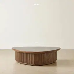 Terra Linea Amber Brown Ash Veneer Low Triangular Coffee Table - 110cm