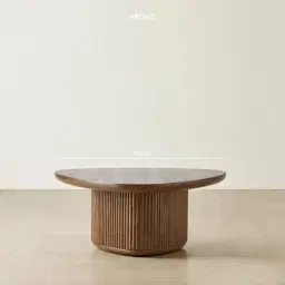 Terra Linea Amber Brown Ash Veneer High Triangular Coffee Table - 90cm