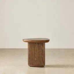 Terra Linea Amber Brown Ash Veneer Triangular Side Table