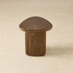 Terra Linea Amber Brown Ash Veneer Triangular Side Table