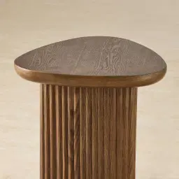 Terra Linea Amber Brown Ash Veneer Triangular Side Table