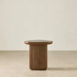 Terra Linea Amber Brown Ash Veneer Triangular Side Table