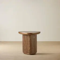 Terra Linea Amber Brown Ash Veneer Triangular Side Table