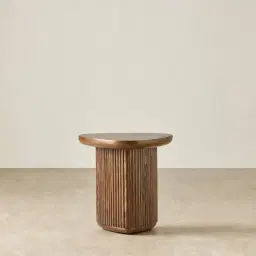 Terra Linea Amber Brown Ash Veneer Triangular Side Table