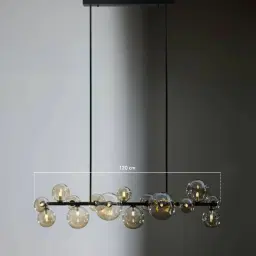 Bubbles Transparent Glass Chandelier - Black Frosted Metal