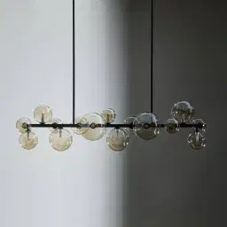 Bubble Transparent Glass Chandelier - Black Frosted Metal