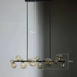 Bubbles Transparent Glass Chandelier - Black Frosted Metal
