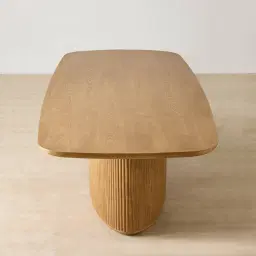 Terra Linea Light Brown Ash Veneer Single Leg Rectangular Dining Table - 180cm x 100cm