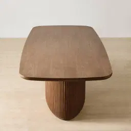 Terra Linea Amber Brown Ash Veneer Single Leg Rectangular Dining Table - 180cm x 100cm