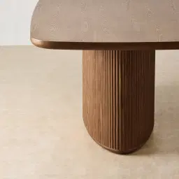 Terra Linea Amber Brown Ash Veneer Single Leg Rectangular Dining Table - 180cm x 100cm