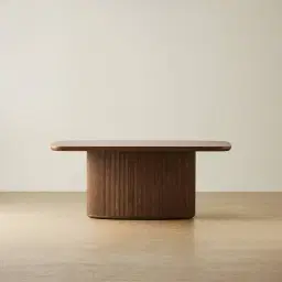 Terra Linea Amber Brown Ash Veneer Single Leg Rectangular Dining Table - 180cm x 100cm