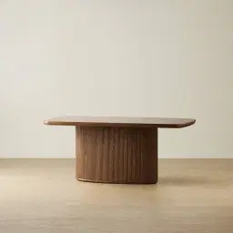 Terra Linea Amber Brown Ash Veneer Single Leg Rectangular Dining Table - 180cm x 100cm