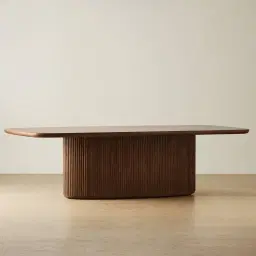 Terra Linea Amber Brown Ash Veneer Single Leg Rectangular Dining Table - 270cm x 120cm