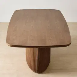 Terra Linea Amber Brown Ash Veneer Single Leg Rectangular Dining Table - 270cm x 120cm