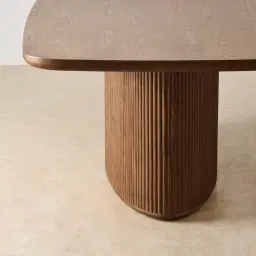 Terra Linea Amber Brown Ash Veneer Single Leg Rectangular Dining Table - 270cm x 120cm