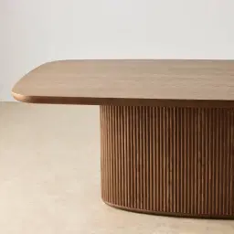 Terra Linea Amber Brown Ash Veneer Single Leg Rectangular Dining Table - 270cm x 120cm