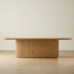Terra Linea Light Brown Ash Veneer Single Leg Rectangular Dining Table - 270cm x 120cm