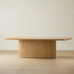 Terra Linea Light Brown Ash Veneer Single Leg Rectangular Dining Table - 270cm x 120cm
