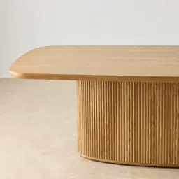 Terra Linea Light Brown Ash Veneer Single Leg Rectangular Dining Table - 270cm x 120cm