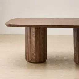 Terra Linea Amber Brown Ash Veneer Two- Round Leg Rectangular Dining Table - 180cm x 100cm