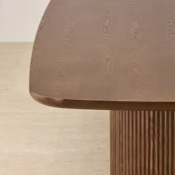 Terra Linea Amber Brown Ash Veneer Two- Round Leg Rectangular Dining Table - 180cm x 100cm