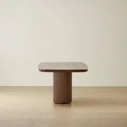 Terra Linea Amber Brown Ash Veneer Two- Round Leg Rectangular Dining Table - 180cm x 100cm