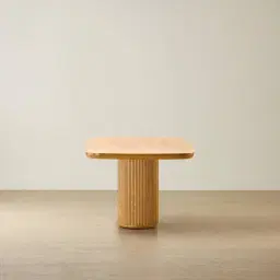 Terra Linea Light Brown Ash Veneer Two- Round Leg Rectangular Dining Table - 180cm x 100cm