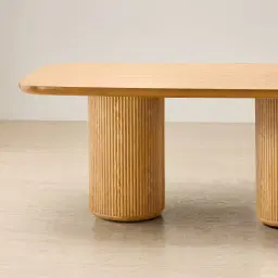 Terra Linea Light Brown Ash Veneer Two- Round Leg Rectangular Dining Table - 180cm x 100cm