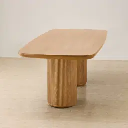 Terra Linea Light Brown Ash Veneer Two- Round Leg Rectangular Dining Table - 180cm x 100cm
