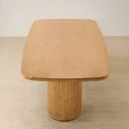 Terra Linea Light Brown Ash Veneer Two- Round Leg Rectangular Dining Table - 180cm x 100cm