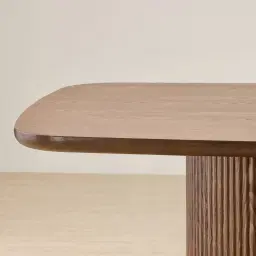 Terra Linea Amber Brown Ash Veneer Two - Round Leg Rectangular Dining Table - 270cm x 120cm