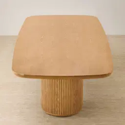 Terra Linea Light Brown Ash Veneer Two - Round Leg Rectangular Dining Table - 270cm x 120cm