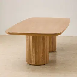 Terra Linea Light Brown Ash Veneer Two - Round Leg Rectangular Dining Table - 270cm x 120cm