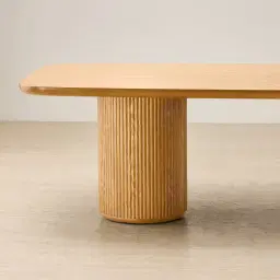 Terra Linea Light Brown Ash Veneer Two - Round Leg Rectangular Dining Table - 270cm x 120cm