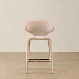 Debra Mid Beige Woven Fabric Counter Stool