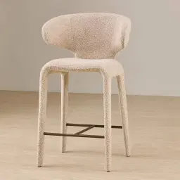 Debra Mid Beige Woven Fabric Counter Stool