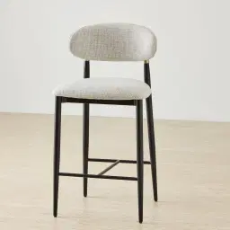 Amali Dove Grey Woven Fabric Counter Stool