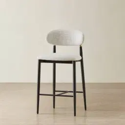 Amali Dove Grey Woven Fabric Counter Stool