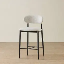 Amali Dove Grey Woven Fabric Counter Stool