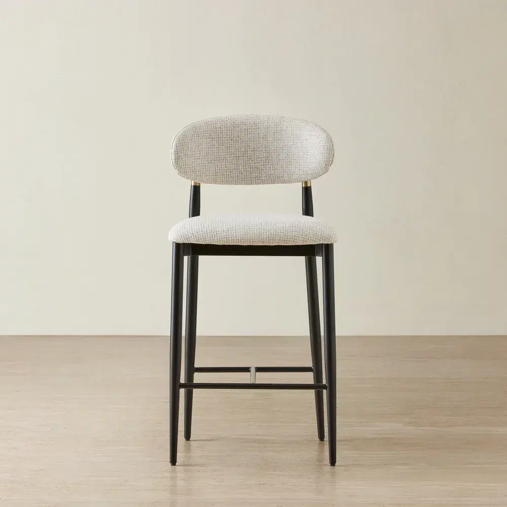 Amali Dove Grey Woven Fabric Counter Stool