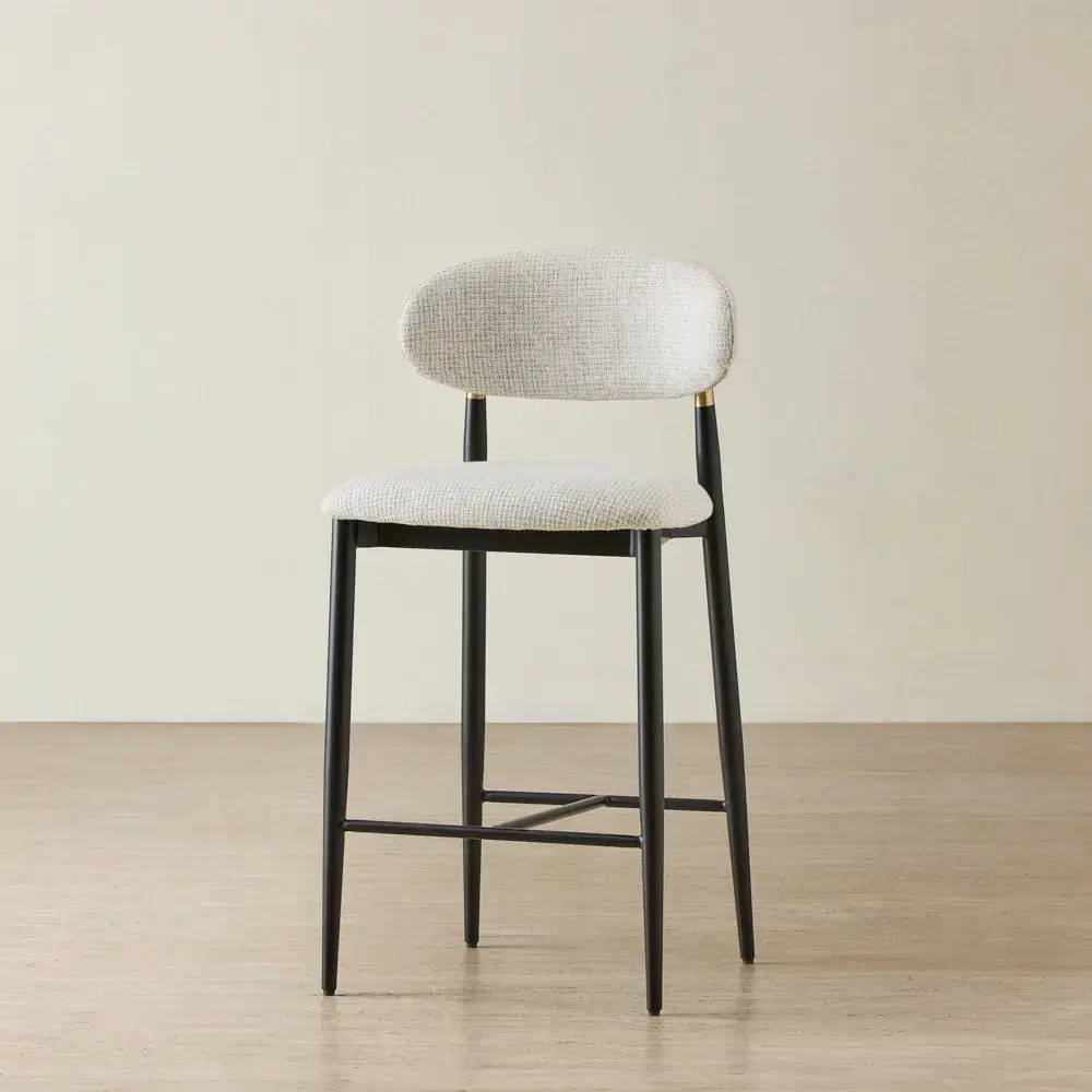 Amali Dove Grey Woven Fabric Counter Stool
