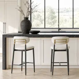 Amali Glacier Grey Vegan Leather Counter Stool