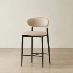 Amali Sand Beige Vegan Leather Counter Stool