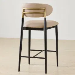 Amali Sand Beige Vegan Leather Counter Stool