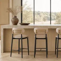 Amali Sand Beige Vegan Leather Counter Stool