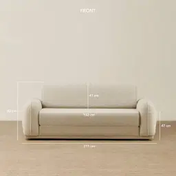 Euka Pearl Beige Fabric 2.5 Seater Sofa Bed