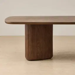 Terra Linea Amber Brown Ash Veneer Two- Triangular Leg Rectangular Dining Table - 240cm x 120cm