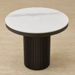 Archie Black Round Dining Table with White Sintered Stone Top - 90cm