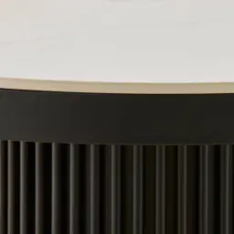 Archie Black Round Dining Table with White Sintered Stone Top - 90cm