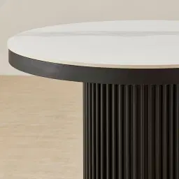 Archie Black Round Dining Table with White Sintered Stone Top - 90cm